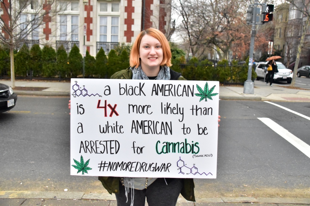 Protester at #Trump420 rally in Dupont Circle holds a sign